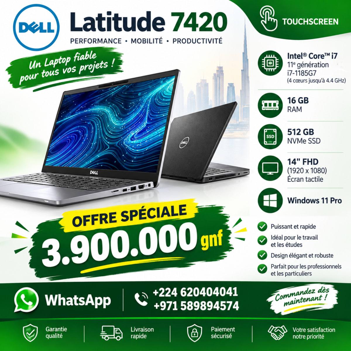 Dell Latitude 7420 Écran tactile, Core i7 Écran 14" FHD (1920 x 1080) | Processeur Core i7- Ordinateur portable — photo 1